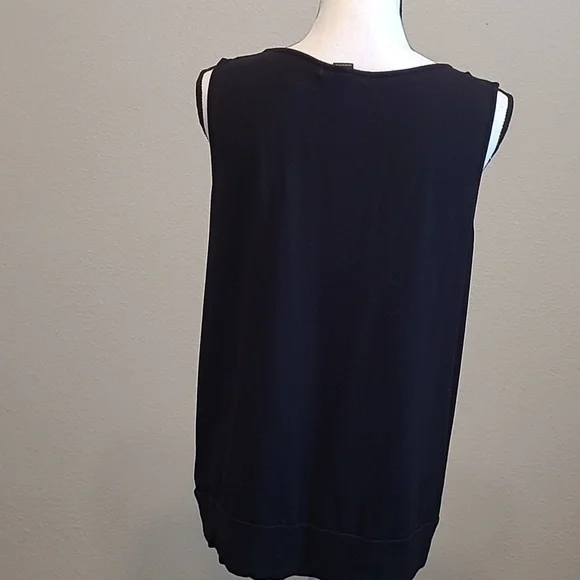 Black Summer Lg Dressy Blouse Sleeveless - Picture 4 of 5